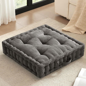 Intelligent Design Azza cushion shows lustrous chenille tufting for luxury and comfort.