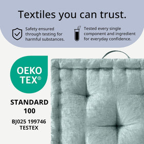 Oeko-Tex certified Azza floor cushion for safe, durable use
