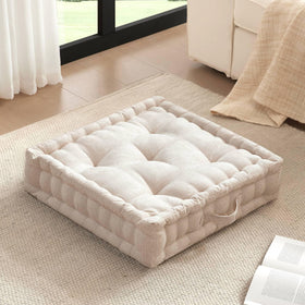 Intelligent Design Azza floor pillow ivory front view, ideal for meditation and relaxed seating.