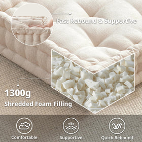 Intelligent Design Azza floor pillow ivory top view, perfect for yoga, reading, or casual lounging.