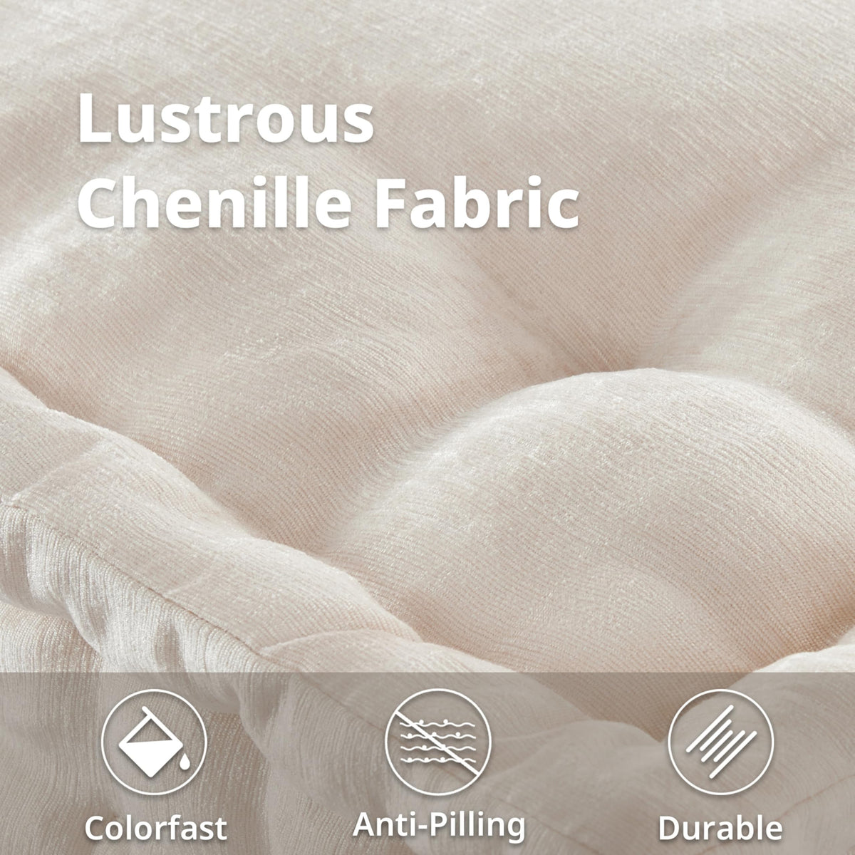Intelligent Design Azza floor pillow ivory tuft detail, durable support for daily use.