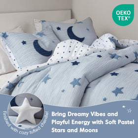 Closeup of Cosmos comforter chenille texture highlighting soft, plush feel by Intelligent Design.
