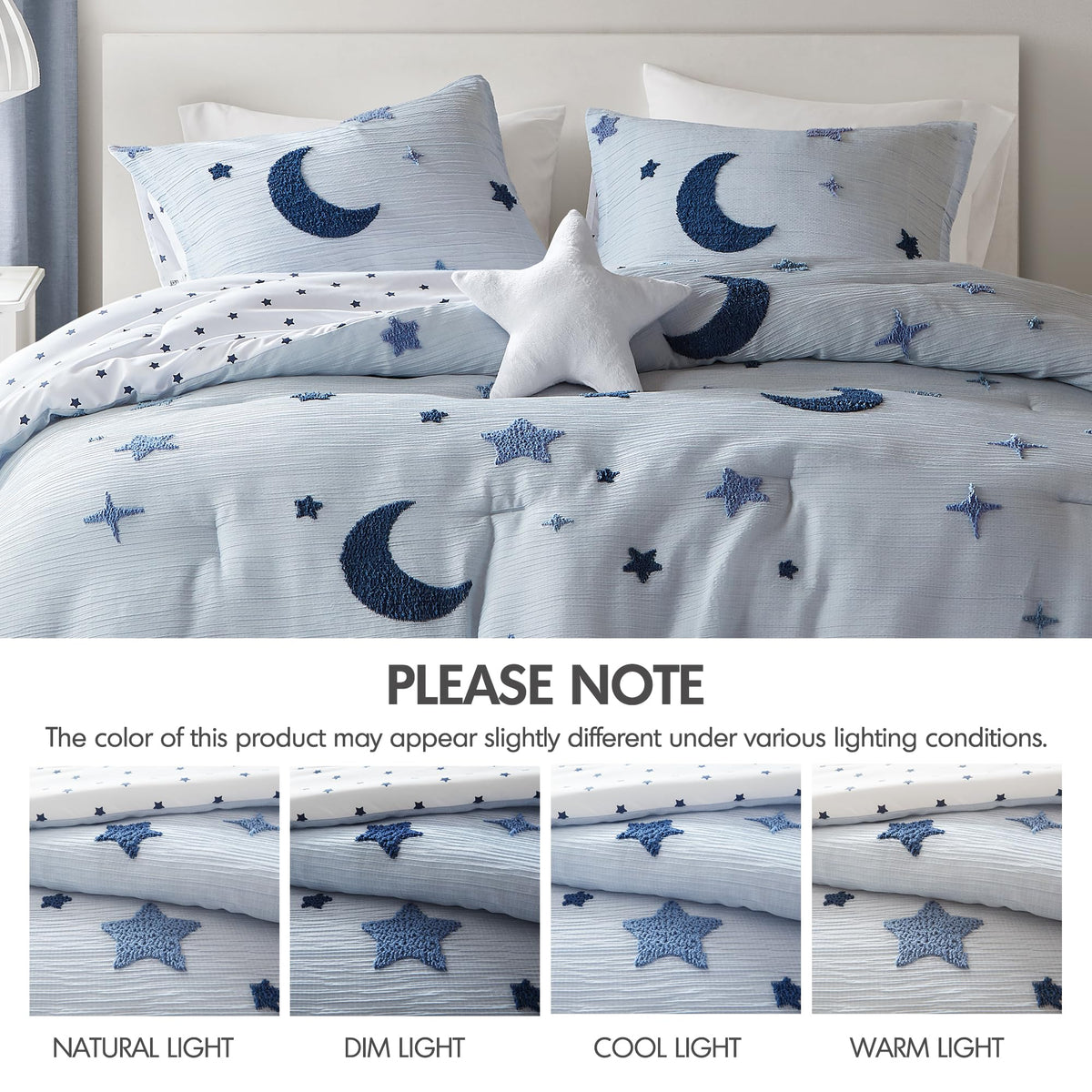 Stitching detail on Cosmos comforter adds subtle texture and quality.