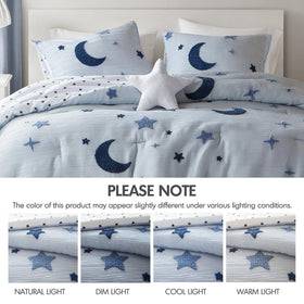 Stitching detail on Cosmos comforter adds subtle texture and quality.