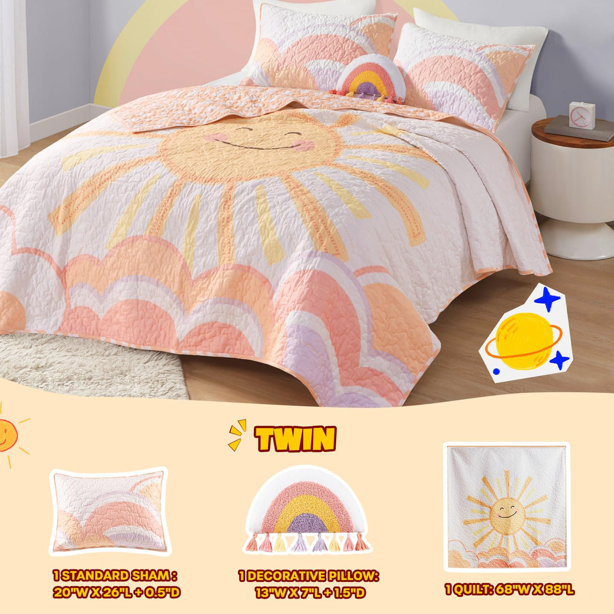 Intelligent Design decorative pillow with rainbow accents for playful decor