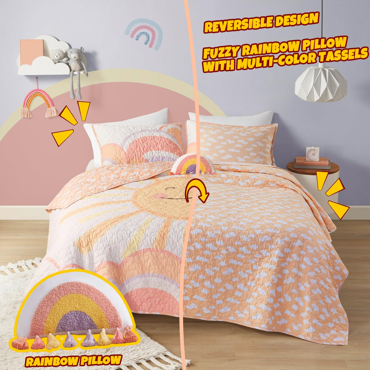 Intelligent Design Kids Twin Quilt clouds reverse for soft, breathable warmth