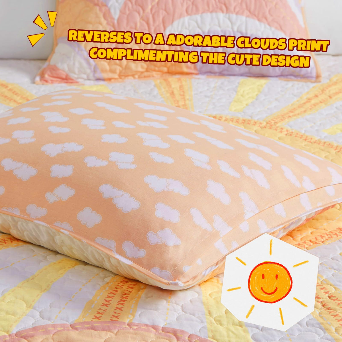 Intelligent Design rainbow decorative pillow brightens the twin bed