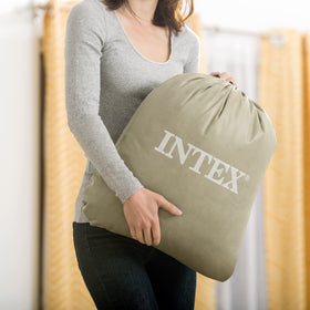 Intex bed stretches at first, then settles after inflation.
