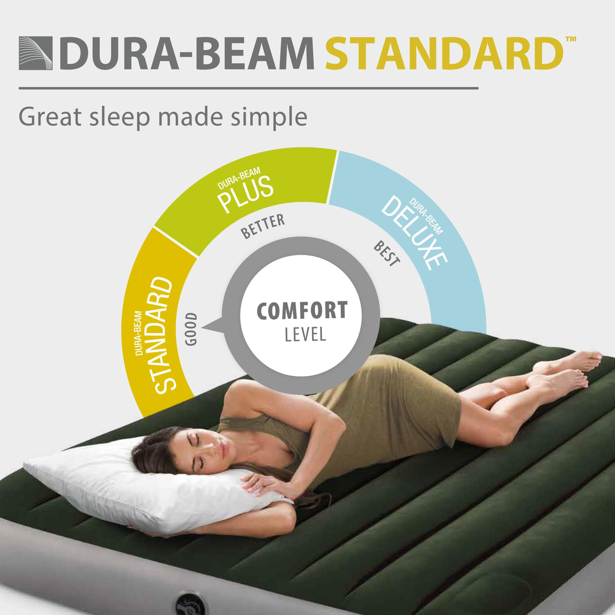 Intex Downy mattress velvety sleeping surface is soft and easy to clean