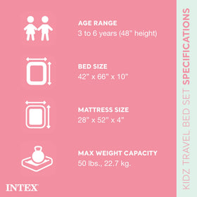 Intex Kids Travel Bed raised sides provide safe sleeping away from home