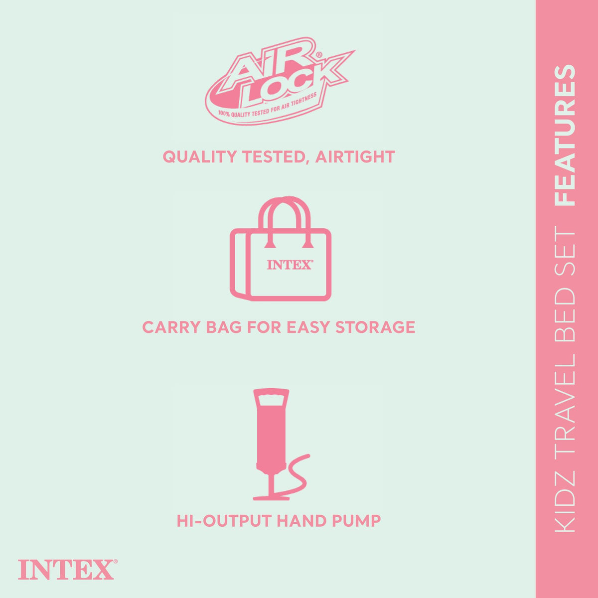 Intex Kids Travel Bed removable inner mattress simplifies cleaning and storage