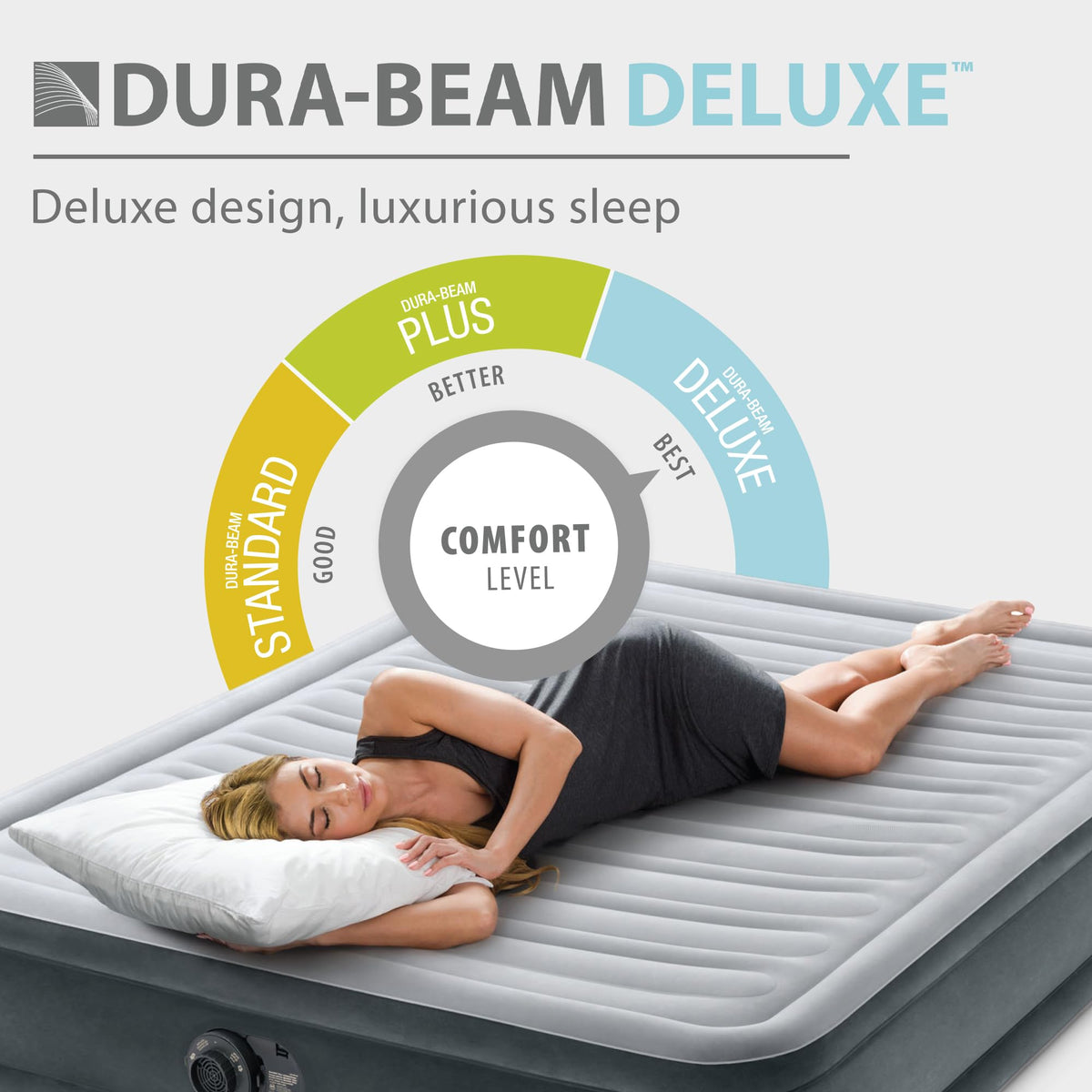 Intex lumbar-support with Fiber-Tech delivers fuller body support.