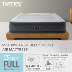 Intex mid-rise air mattress with dual-layer pocket system for conforming support.