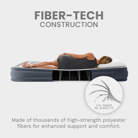 Intex queen-size airbed is portable for travel and guests.