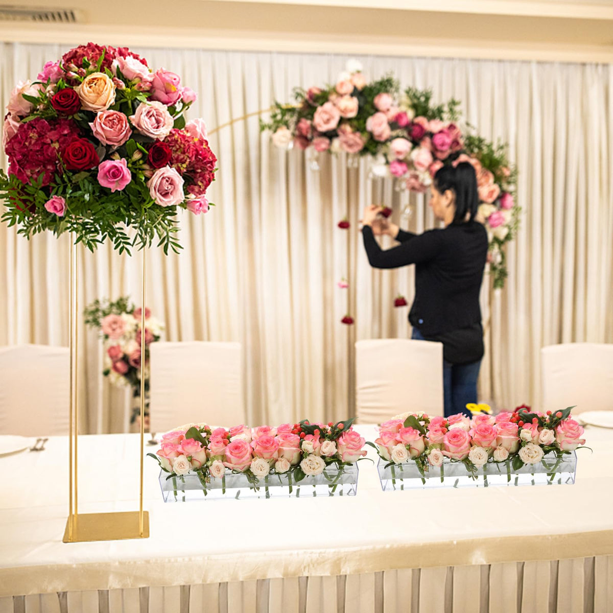 Invariably vase with holes grid enables rich multi-stem displays