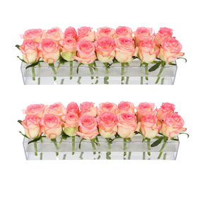 Invariably 2-pack clear acrylic vase, rectangular, 15.7 inches long, ideal for centerpieces