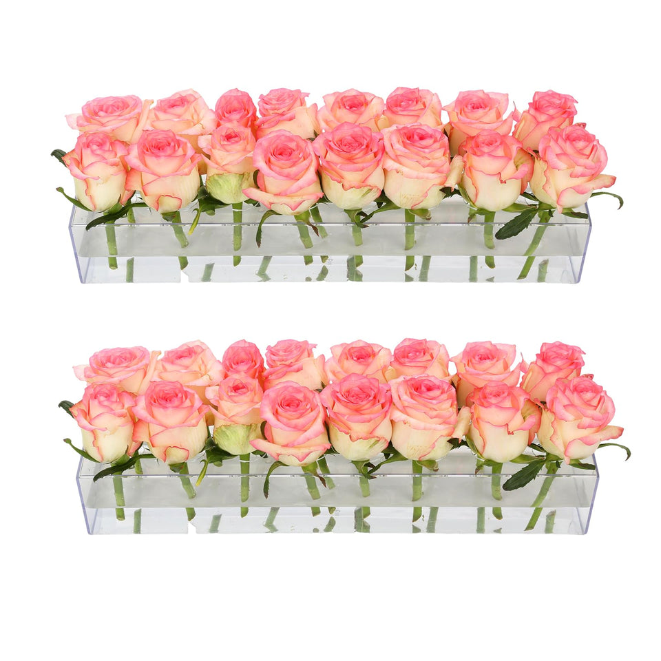Invariably 2-pack clear acrylic vase, rectangular, 15.7 inches long, ideal for centerpieces
