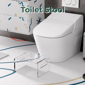 Invisibiliter clear foot stool with handles for easy repositioning.
