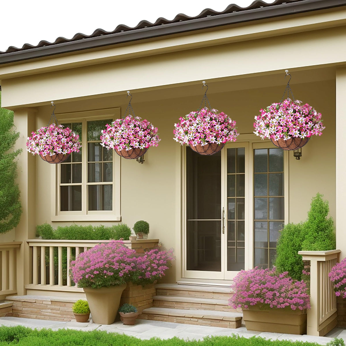 INXUGAO 16x16 inch basket creates a lush, welcoming garden vibe.