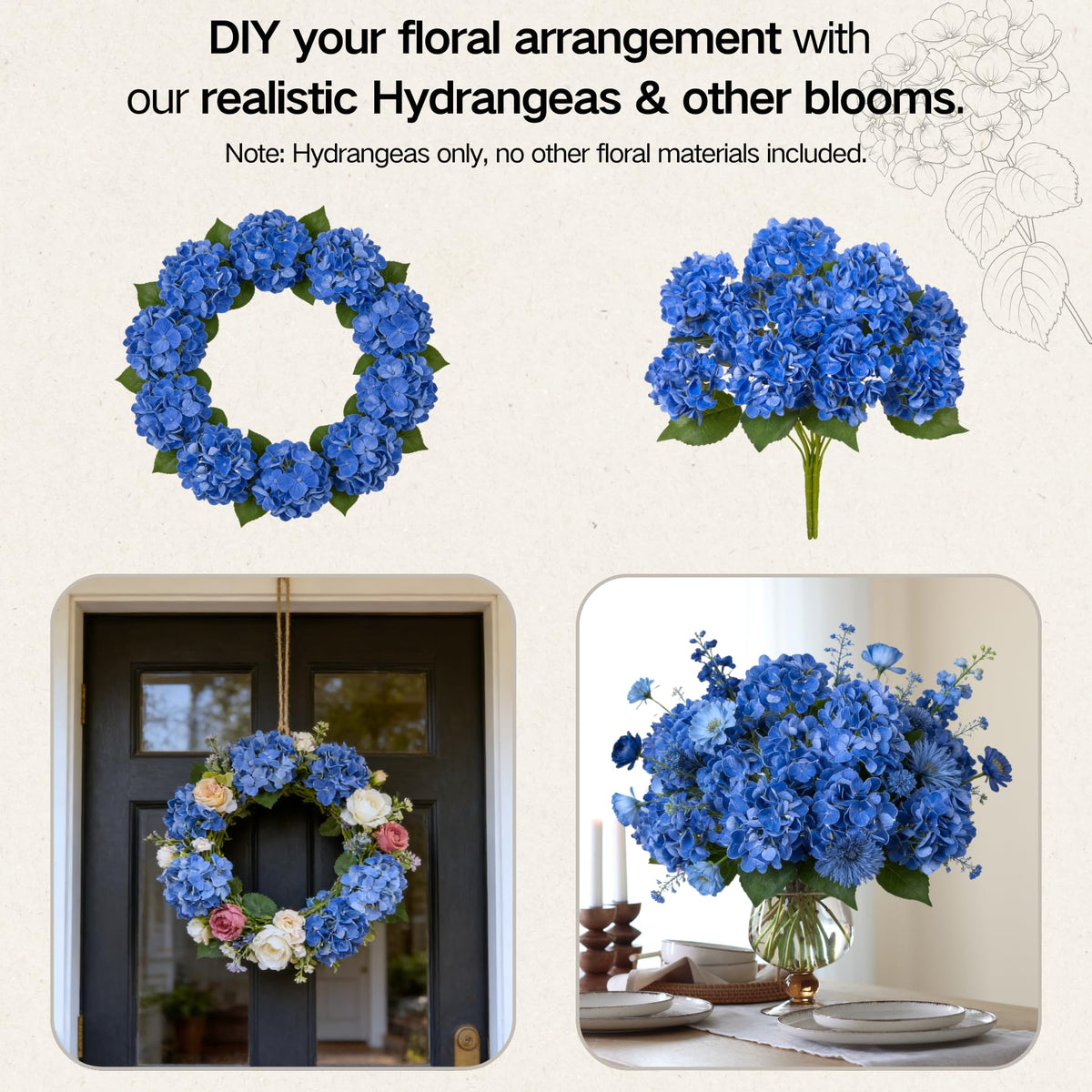 INXUGAO real-touch hydrangea suitable for allergy-sensitive decor projects
