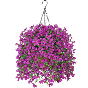 INXUGAO artificial hanging flowers with daisies and eucalyptus in purple for year-round outdoor decor