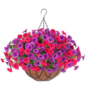 INXUGAO artificial hanging flowers in a basket for outdoor decor with long-lasting color.