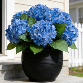 INXUGAO blue artificial hydrangea stems for outdoor decor with dewy droplets