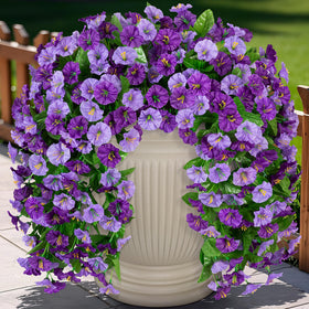INXUGAO artificial morning glory hanging flowers for outdoor decor, UV resistant and year-round color.