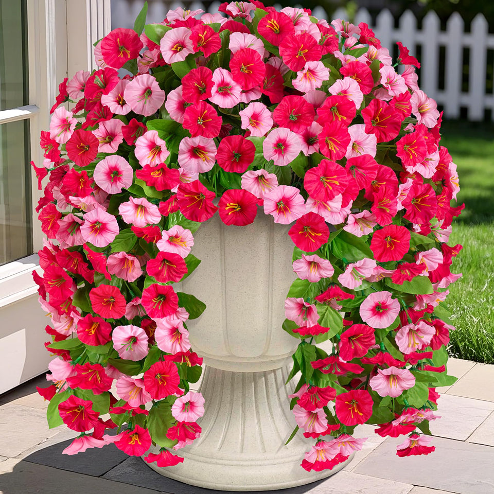 INXUGAO artificial morning glory hanging flowers for outdoor decor with year-round color