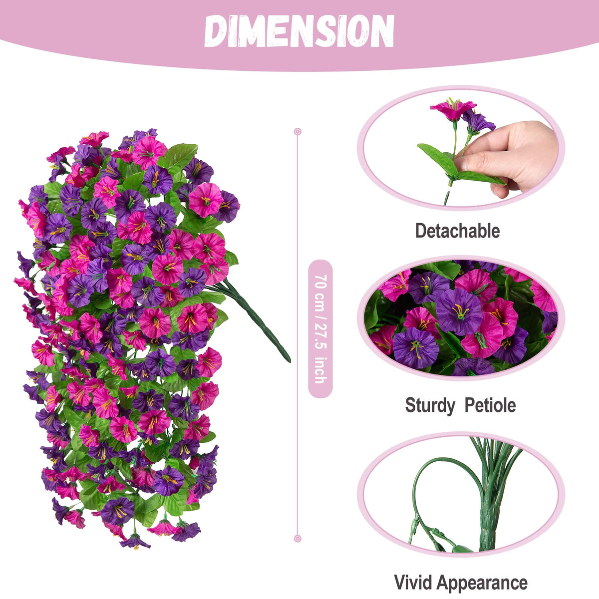 INXUGAO artificial morning glory vines, 19 inches, for lush outdoor decor.