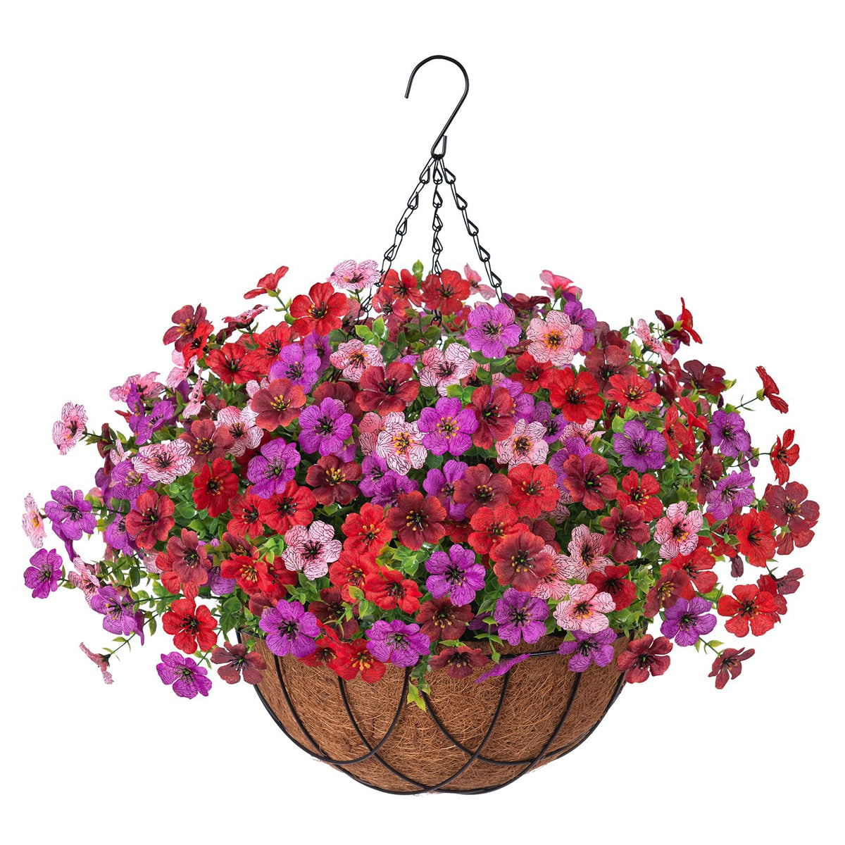 INXUGAO artificial silk flowers hanging basket outdoors for enduring color