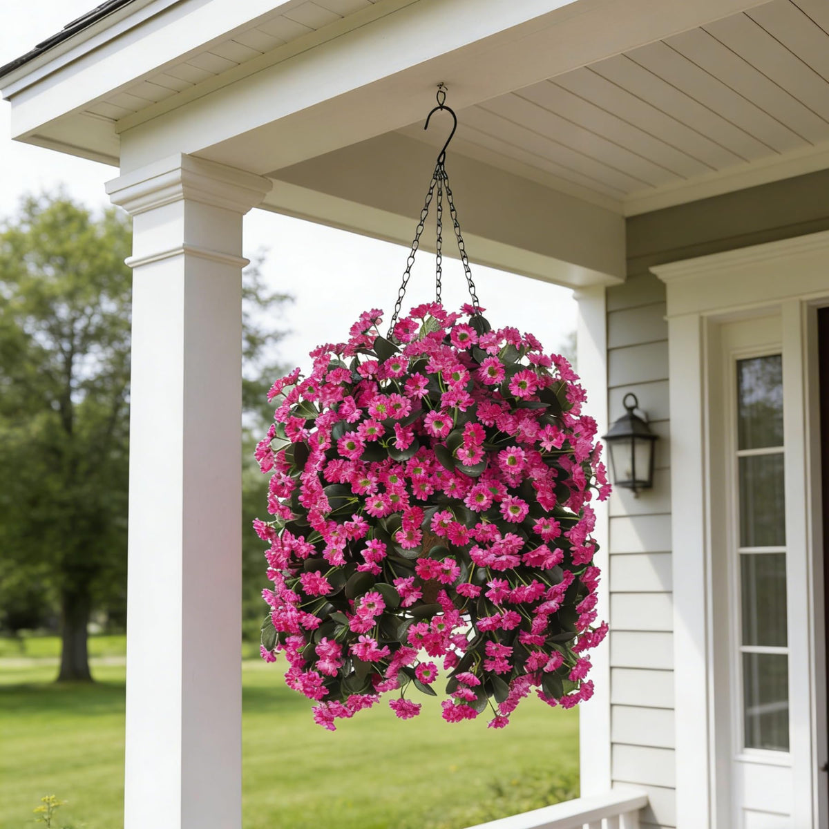INXUGAO hanging basket chain length ensures flexible porch or balcony mounting.