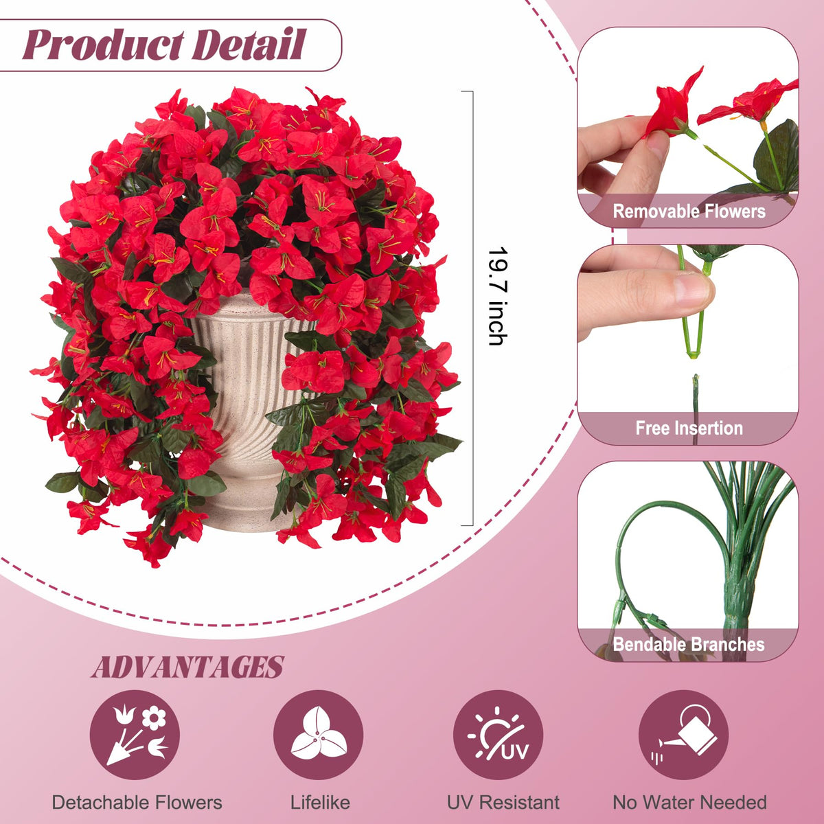 INXUGAO UV-resistant bougainvillea vines for outdoor use
