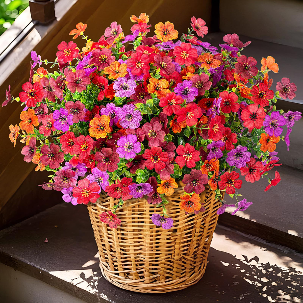 INXUGAO colorful daisy-silk bundles bring lively color to porches.