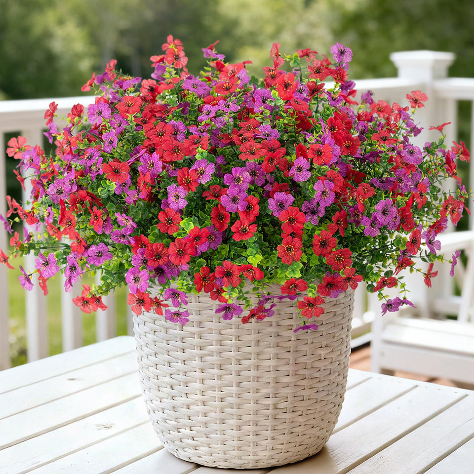 INXUGAO artificial daisy bundle with red-purple accents for a vibrant front-door display.