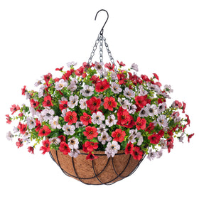 INXUGAO daisy-eucalyptus hanging basket outdoors adds year-round color and charm.