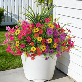 INXUGAO daisy-eucalyptus outdoor bundles add vibrant entryway color.