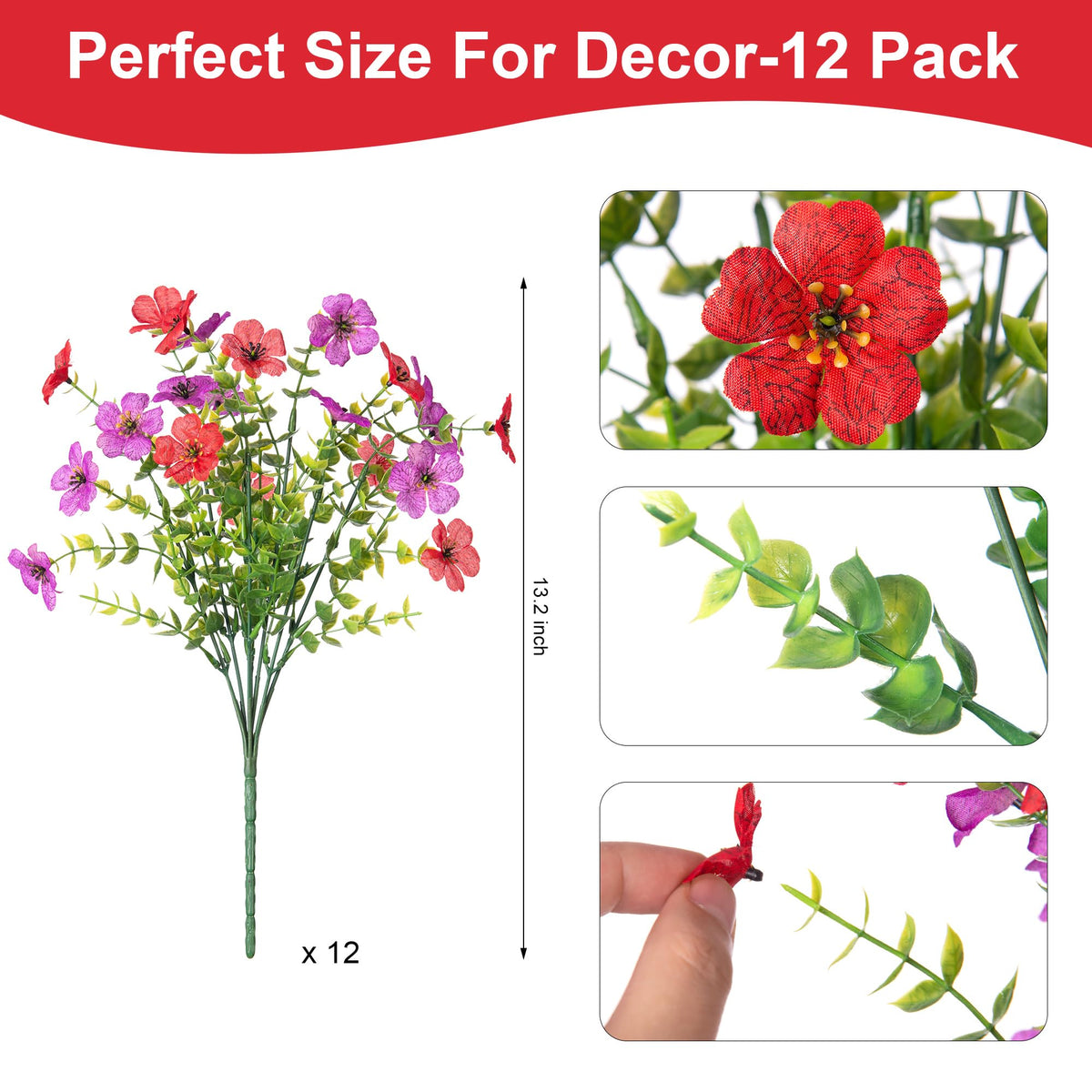 INXUGAO artificial daisies with eucalyptus leaves for outdoor planters.