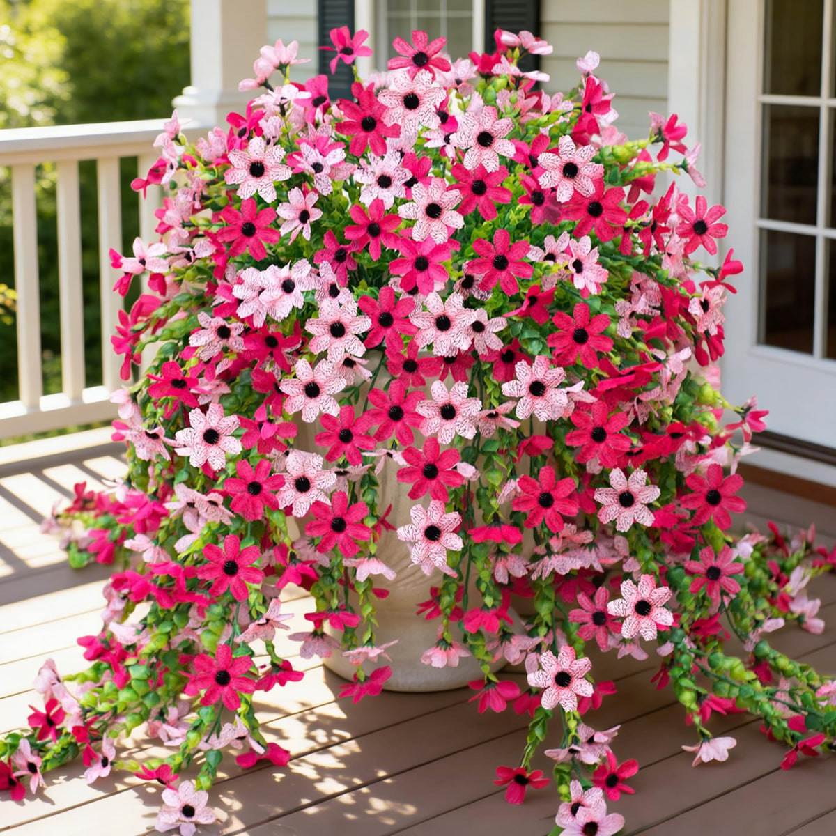 INXUGAO rose-pink daisy hanging bundle enhances outdoor porches