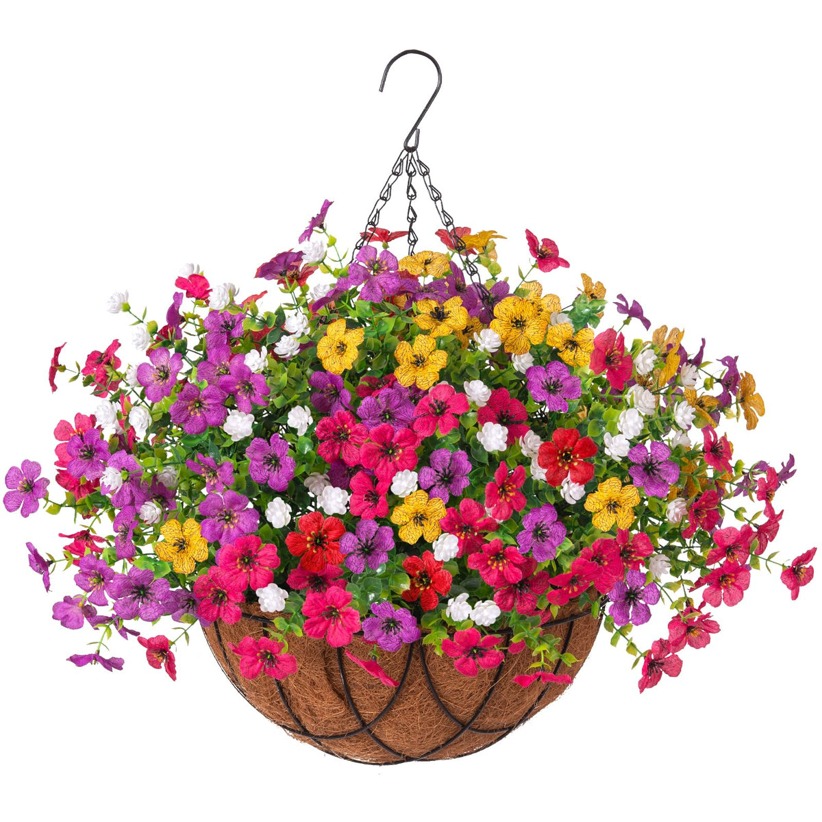 INXUGAO daisy with eucalyptus leaves hanging basket outdoors, weather-resistant and vibrant