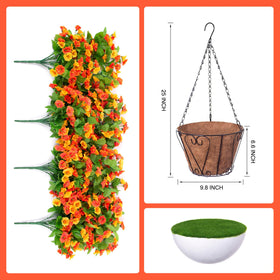 INXUGAO hanging basket with silk flowers adds year-round spring vibes without watering.