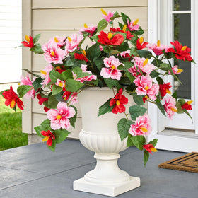 INXUGAO hibiscus two-color blooms for indoor or outdoor decor, adding vibrant color.