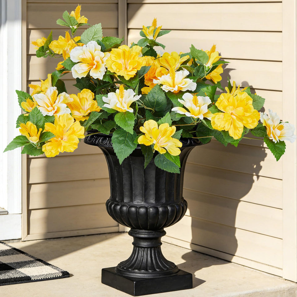 INXUGAO hibiscus yellow and white blooms for enduring indoor-outdoor decor.