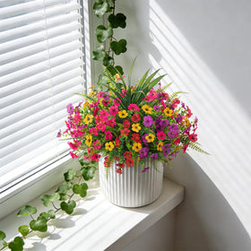 INXUGAO lifelike daisy-eucalyptus assembly demonstrates natural, maintenance-free charm.