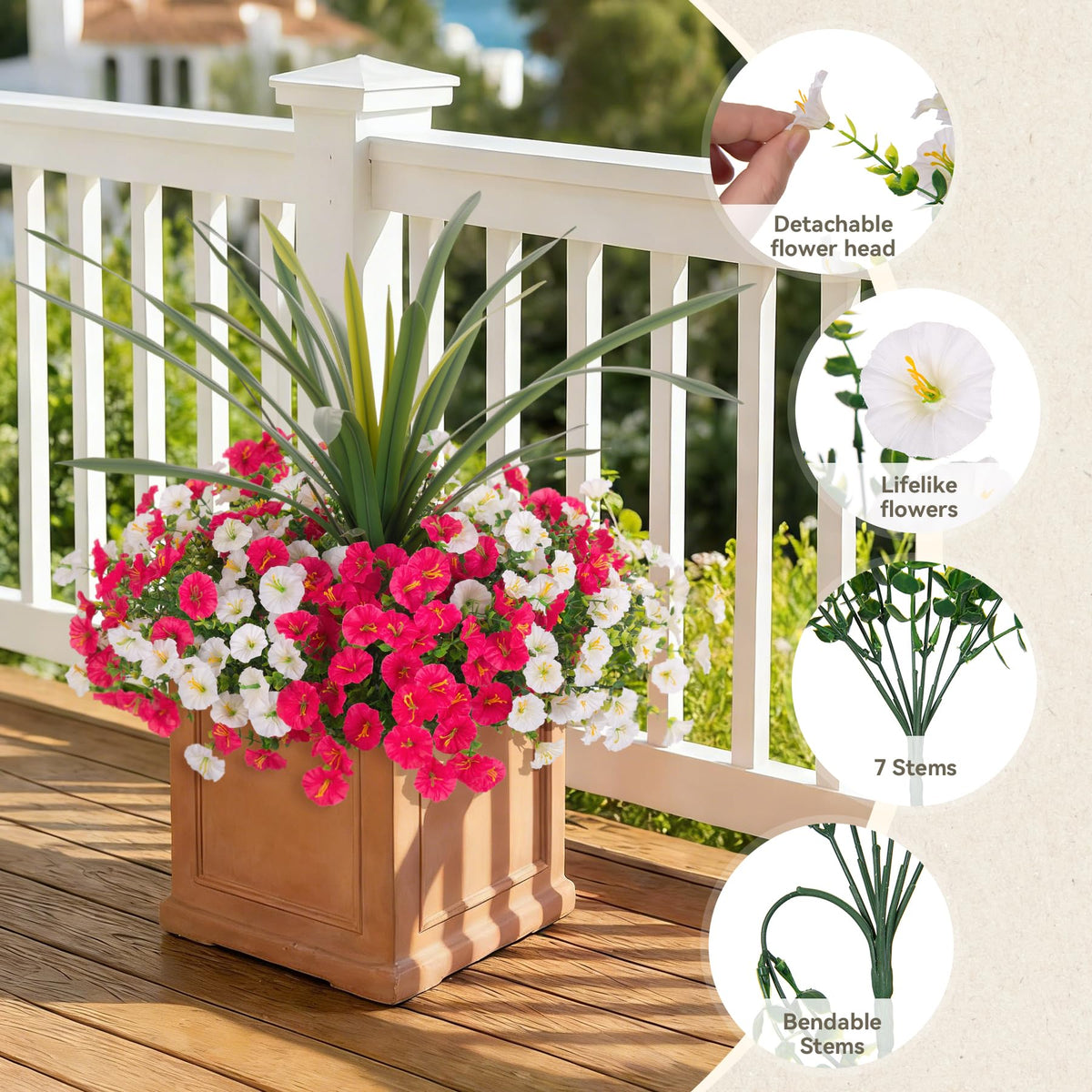 INXUGAO orchid leaf accents add realistic texture to planters.