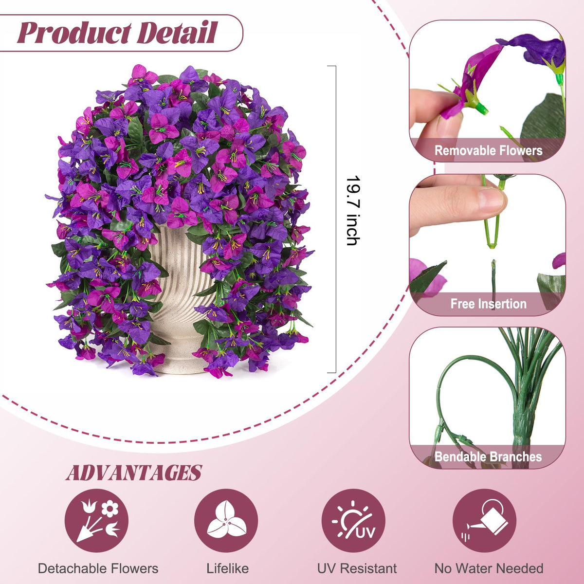 INXUGAO outdoor bougainvillea vines UV-resistant and weather-ready.