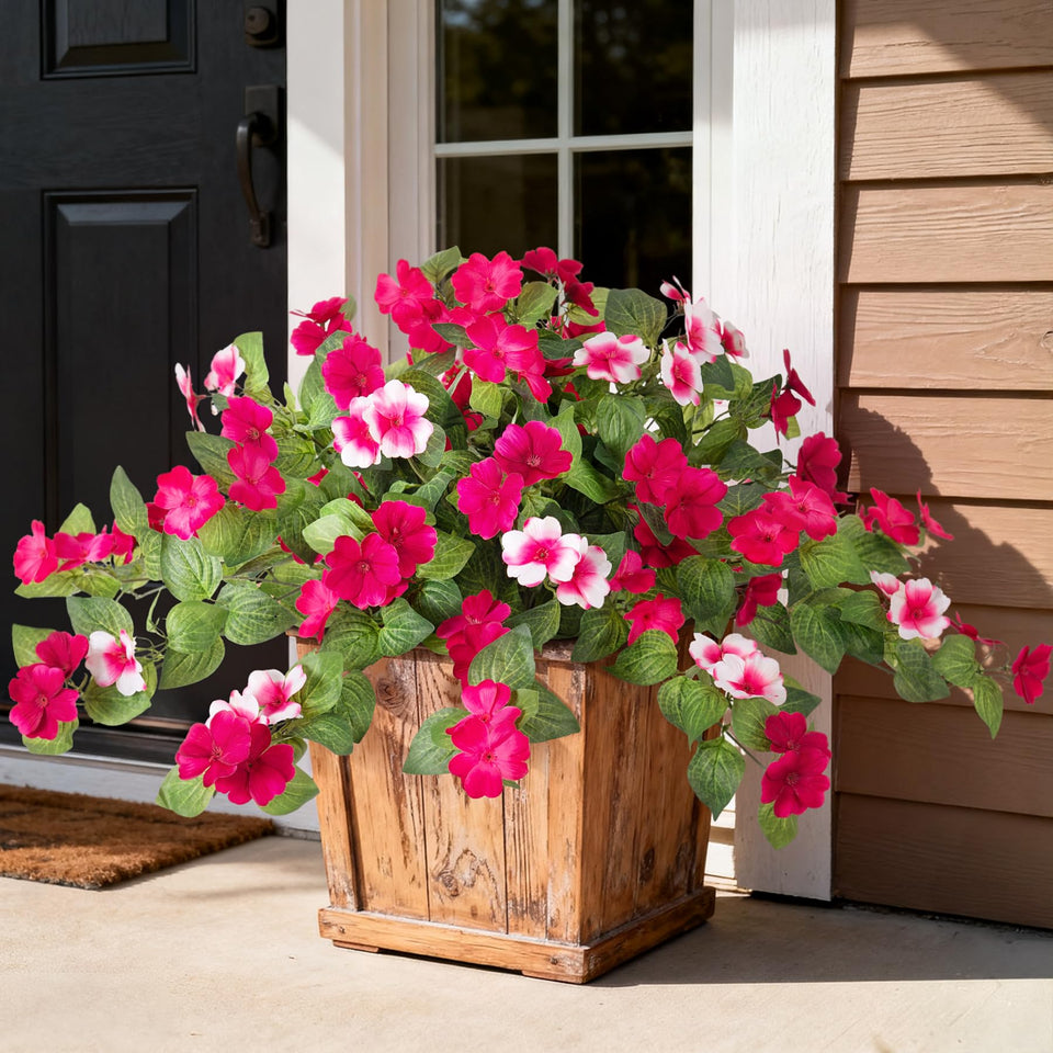 INXUGAO outdoor flowers two bundles shown for porch and garden use, vivid UV-resistant realism