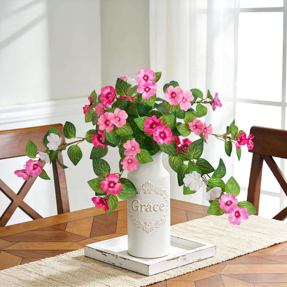 INXUGAO packaging of artificial flowers showing two bundles