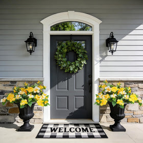 INXUGAO patio display with hibiscus flower assembly for stylish décor.