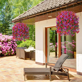 INXUGAO porch decor with hanging flowers brightening an outdoor space.